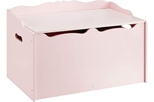 Amazon Basics Kids Toy Box, Wooden Organizer Storage Chest, Pink, 30" x 18" x 19"