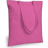 TOPDesign 6-Pack Economical 16"x15" Pink Cotton Tote Bag, Lightweight Medium Reusable Grocery Shopping Cloth Bags, Suitable for DIY, Advertising, Promotion, Gift, Activity