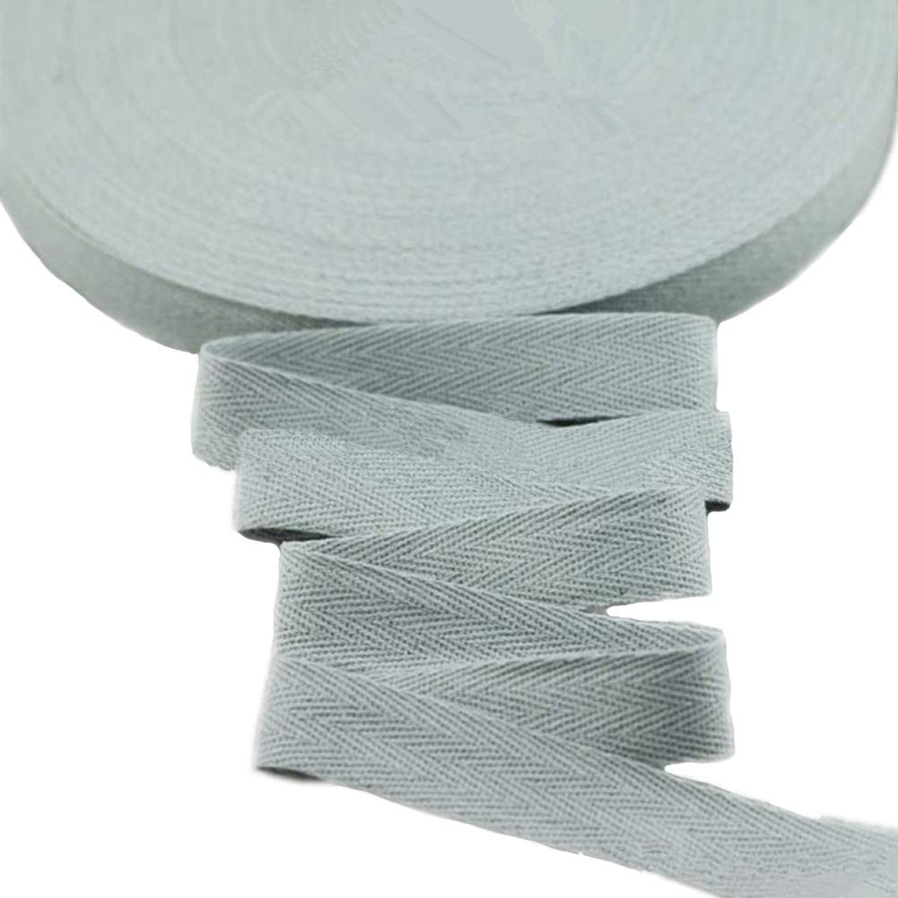 45meters Cotton Ribbon Herringbone Webbing Trim Fabric Tape Tapestry for Bias Binding Gift Wrapping Embellishment Craft Width 20mm (Light Grey)