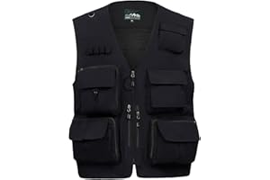 Spanye Mens Fishing Hunting Vest Outdoor Travel Utility Vest Tactical Work Jacket Multi Pocket