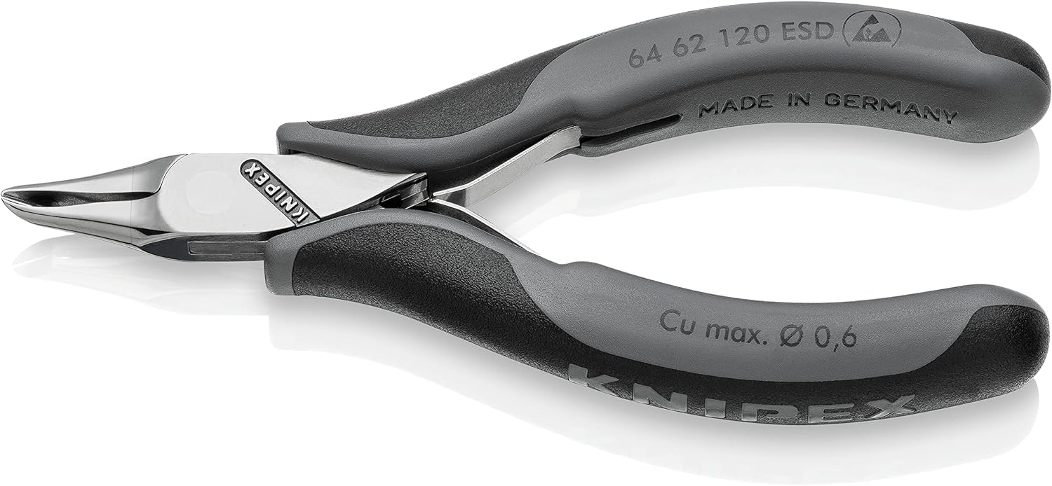 KNIPEX Electronics End Cutting Nippers ESD with Multi-Component Handles 120 mm, 64 62 120 ESD