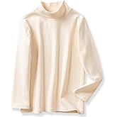 Boys Girls Turtleneck Long Sleeve Soft Cotton Mock Neck Shirt Solid Color Basic Tee Tops, Size 2T-12 Years