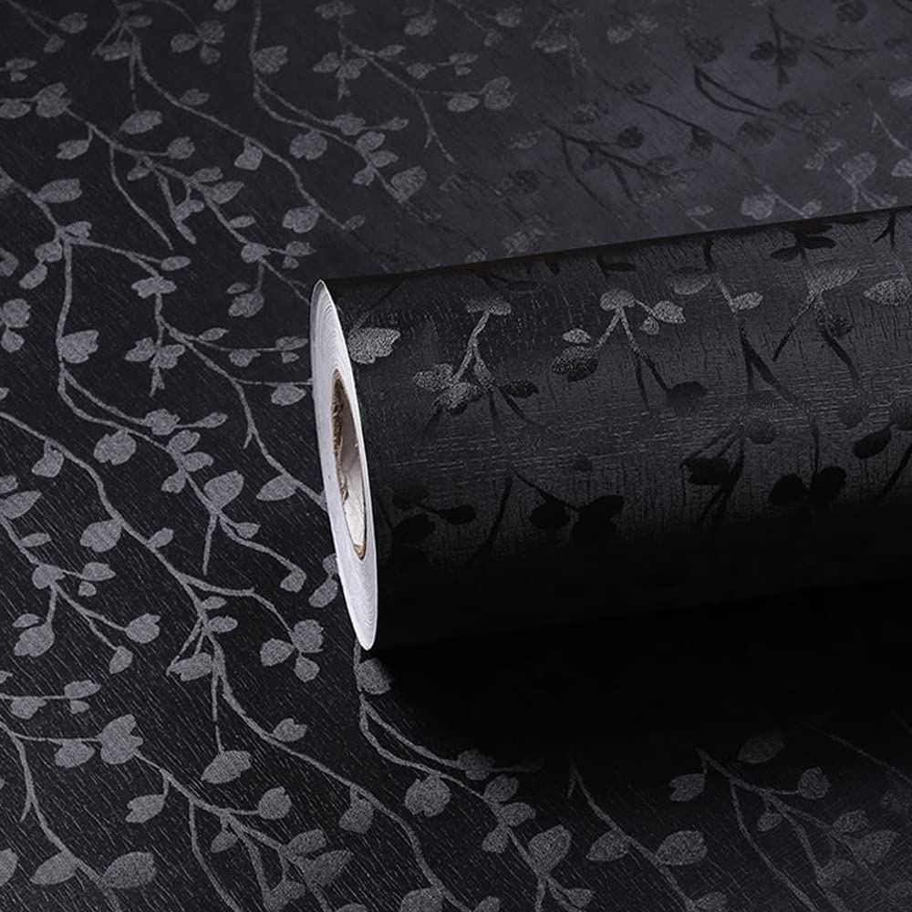 TAOGIFT Black Branch Peel and Stick Vinyl Film Stick Paper Contact Paper Removable DIY Decorative Wallpaper for Cabinets Bedroom Furniture Countertop Shelf Liner