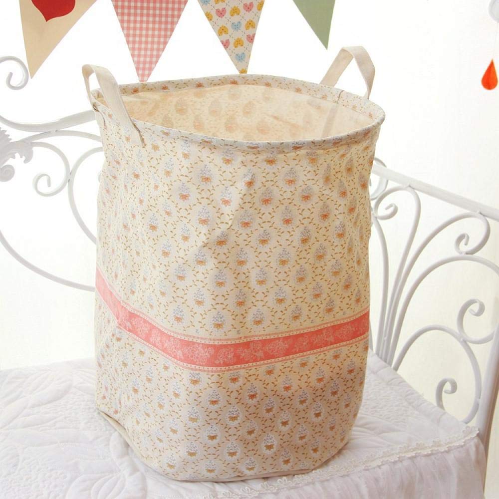 YUUWO Fabric storage Basket，Cloth storage basket, floral cloth laundry bucket, cotton and linen