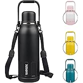 BJPKPK Insulated Water Bottle 50oz Vacuum Insulated Stainless Steel Water Bottles with Handle and Lid Travel Metal Thermal Flask for Outdoor Sports,Black