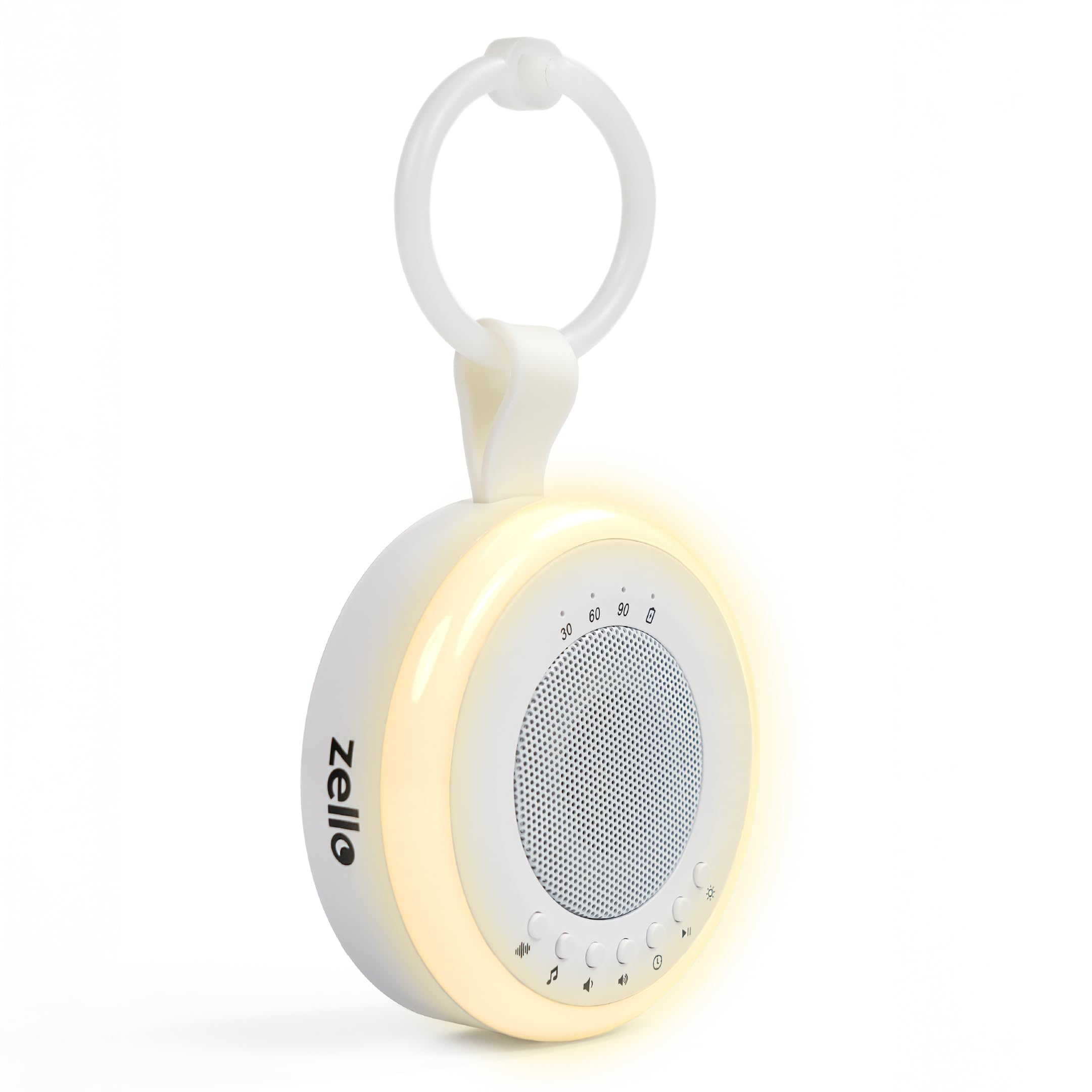 Zello Portable White Noise Machine Baby Sleep Aid – Simple Sound Machine with Gentle Night Light, Rechargeable for Home, Travel, Pram, Pushchair & Nursery