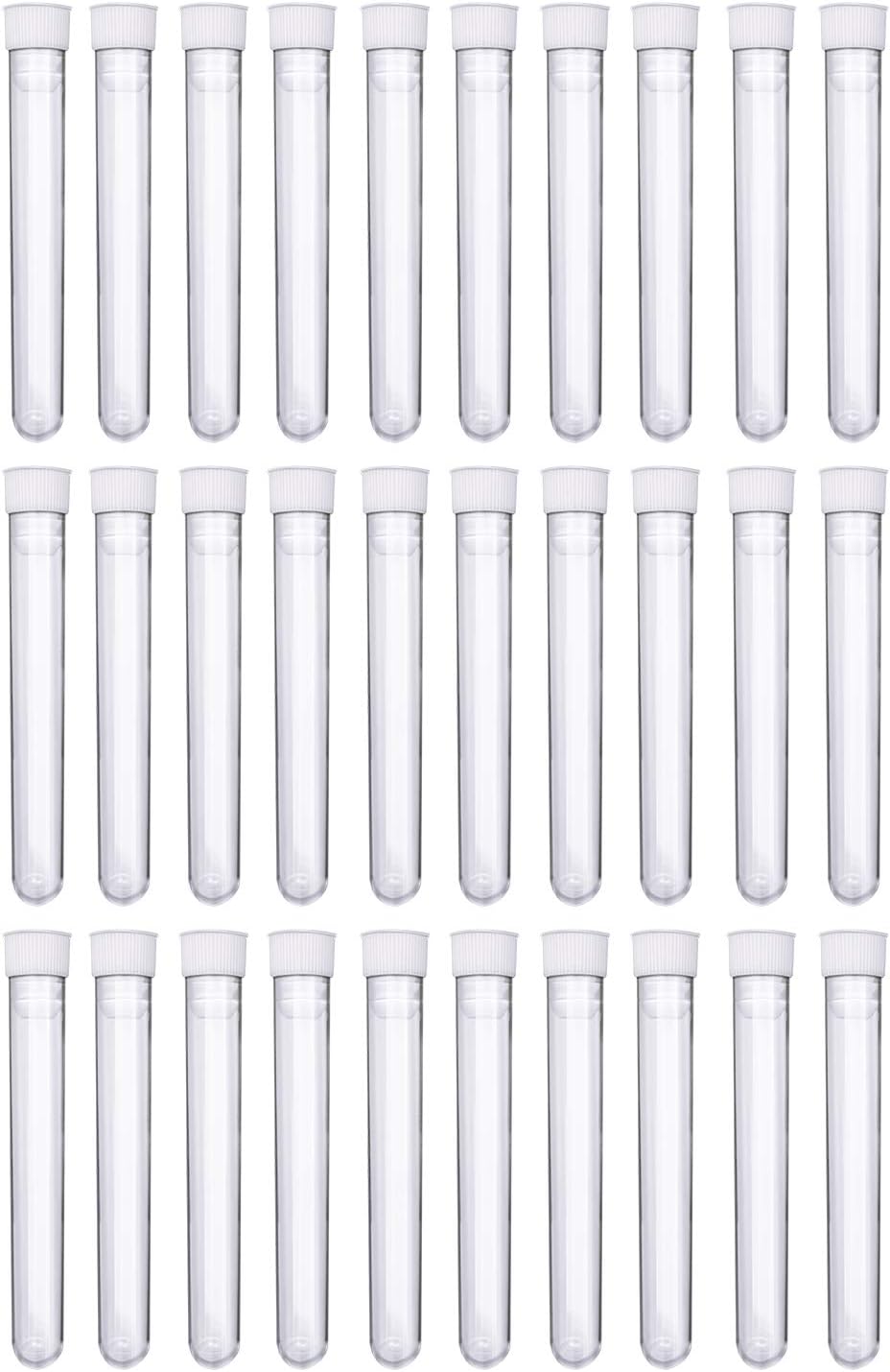 Winko 15x100mm Clear Plastic Test Tubes with Caps for Scientific Experiments, Halloween, Christamas, Scientific Themed Kids Birthday Party Supplies, Decorate The House, Candy Storage(30 Pack)