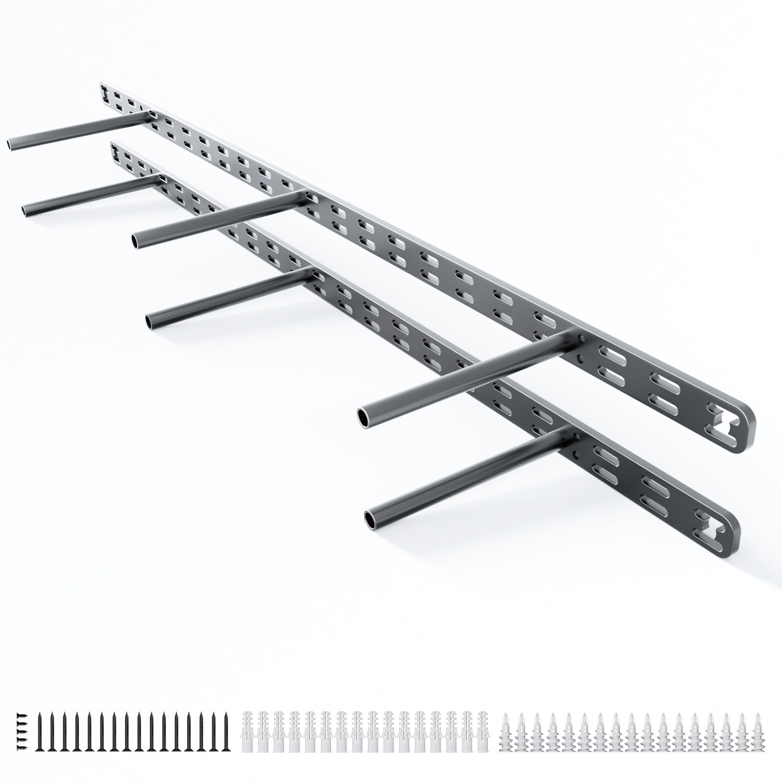 Photo 1 of 2pcs Floating Shelf Bracket Heavy Duty,Decorative Floating Shelf Hardware Hidden Black Metal Fireplace Mantel Brackets Without Jig (34"X4"X1.0" Without Tools)