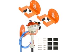 FIJARU Weedeater Rack & Garden Tool Hanger - 2 Pack - 180LB Heavy-Duty Alloy Steel Wall Mount Set, for Stihl Power Tools, Grass Trimmer, Garden Tools, Space-Saving Storage for Garage, Shed, Workshop