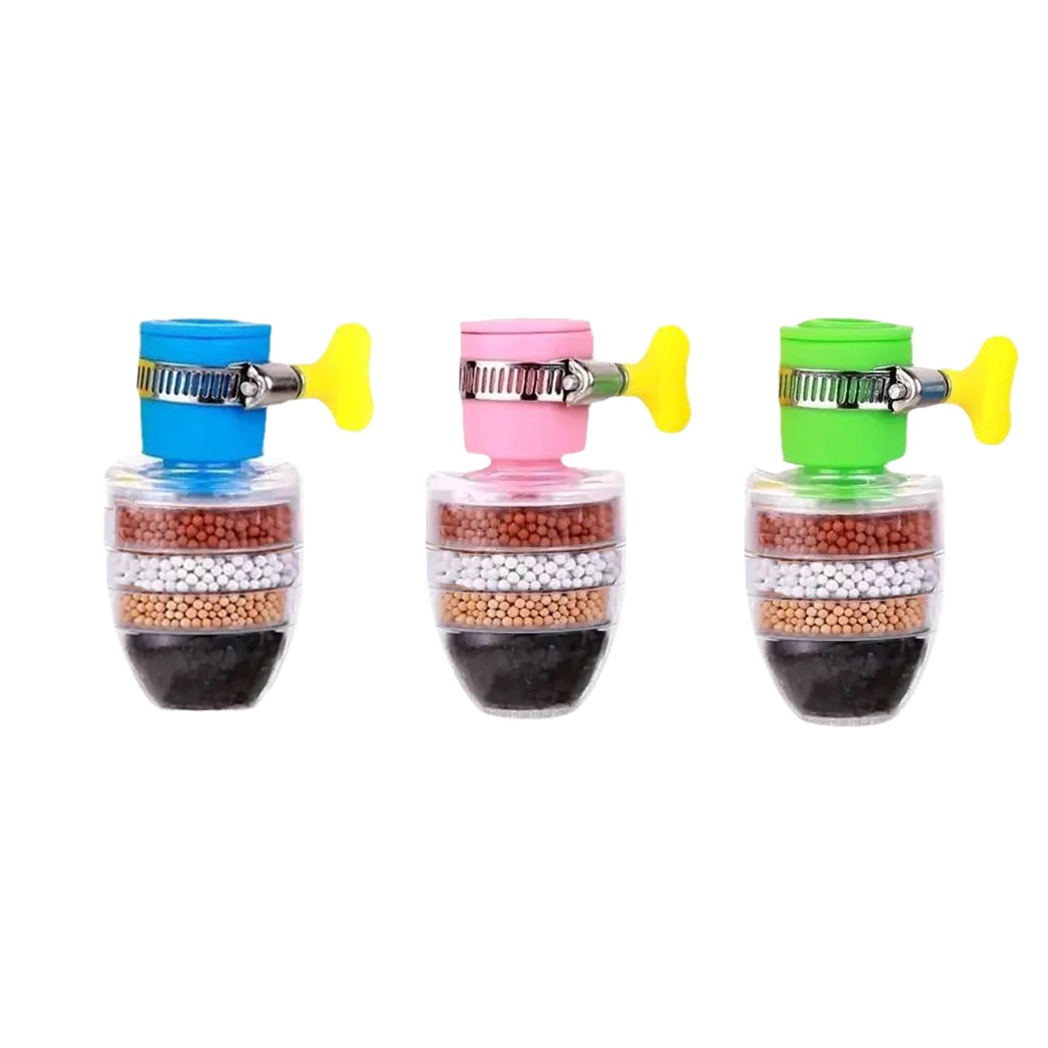 3 Pcs Faucet Tap Water Filter Six-Layer Anti-Splash Shower Universal Removable Activated Carbon Kitchen Water Saver Household Universal Extension Shower Tap Filter