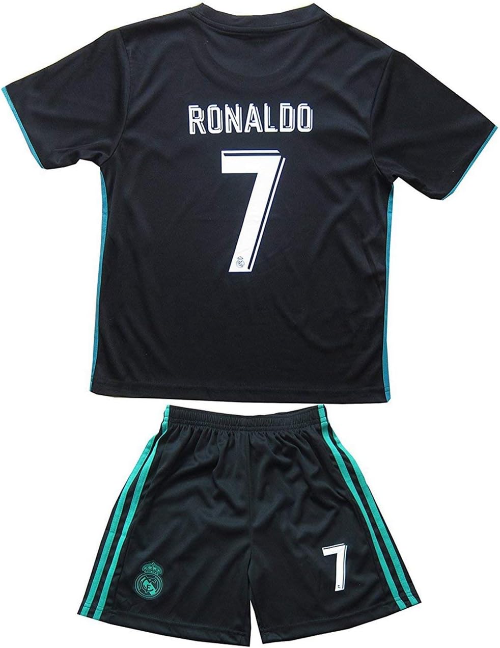 17/18 New Season Real Madrid 7 Ronaldo Kids/Youths Away Soccer Jersey Shorts Size 26, 11-12 Years Old