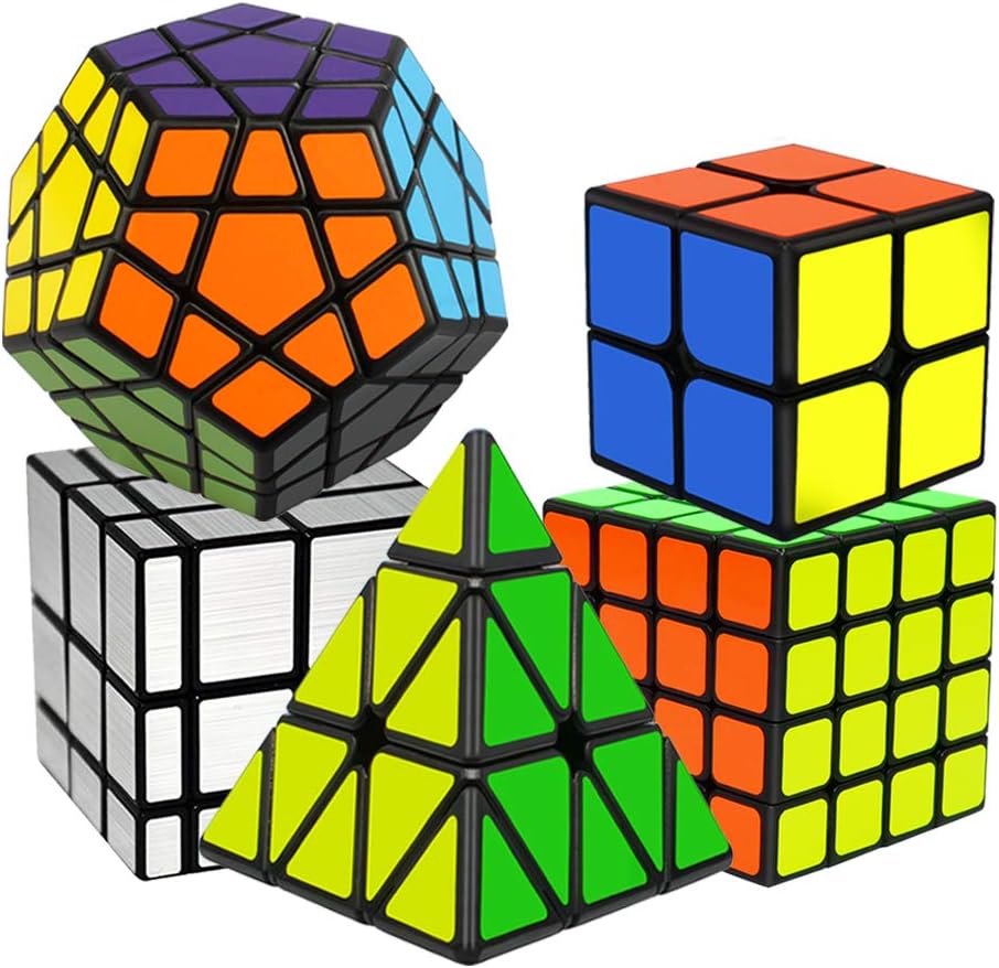 Easehome 5 Pack Speed Puzzle Cube Set, Magic Cubes Megaminx + Pyraminx