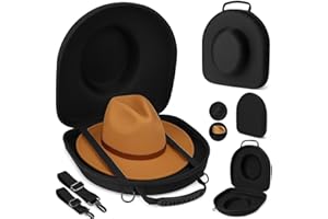 Chichiro Hat Travel Case - Cowboy hat Box, Includes Travel Hat Clips & Plastic Cover, Ideal for Travel & at-Home Storage (Bla