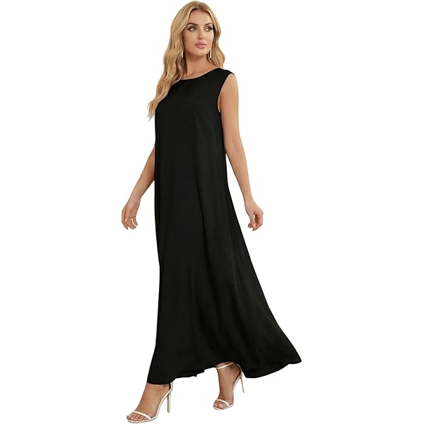 Modest Sleeveless Inner Dress for Abaya Muslim Women's Maxi Long Slip for  Under Dress Prayer Islamic Jilbab Dubai Turkey Summer Dresses, Black at  Amazon Women's Clothing store