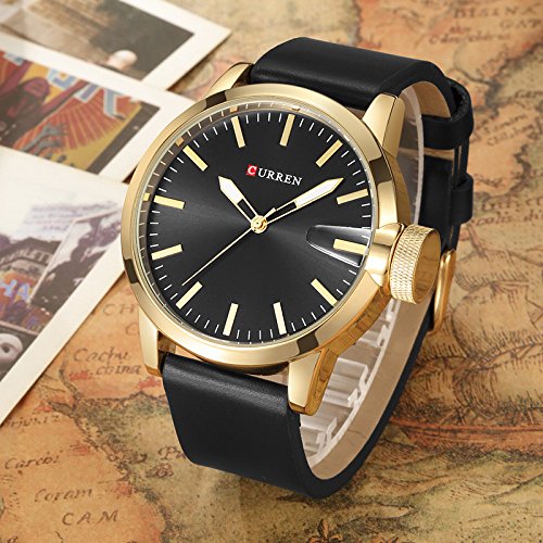Reloj de los Hombres Originales de la Marca CURREN Prueba de Agua Fecha analógica Relojes de Cuarzo Negro Hombres Relojes de Pulsera - Imagen 4