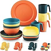 Kyraton Plastic Dinnerware Sets of 20 Pieces, Unbreakable And Reusable Light Weight Plates Mugs Bowls Dishes Easy to Carry An