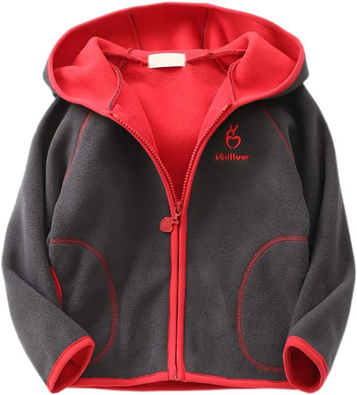 Feidoog Kids Polar Fleece Jacket Hooded Long Sleeve Coat Zip up Outerwear