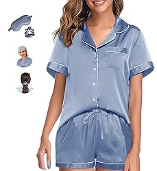 WJing Yi Jia Womens Pajama Sets XS-4XL Silk Satin