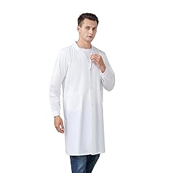 xizonyu Professional Lab Coat for Men，White long