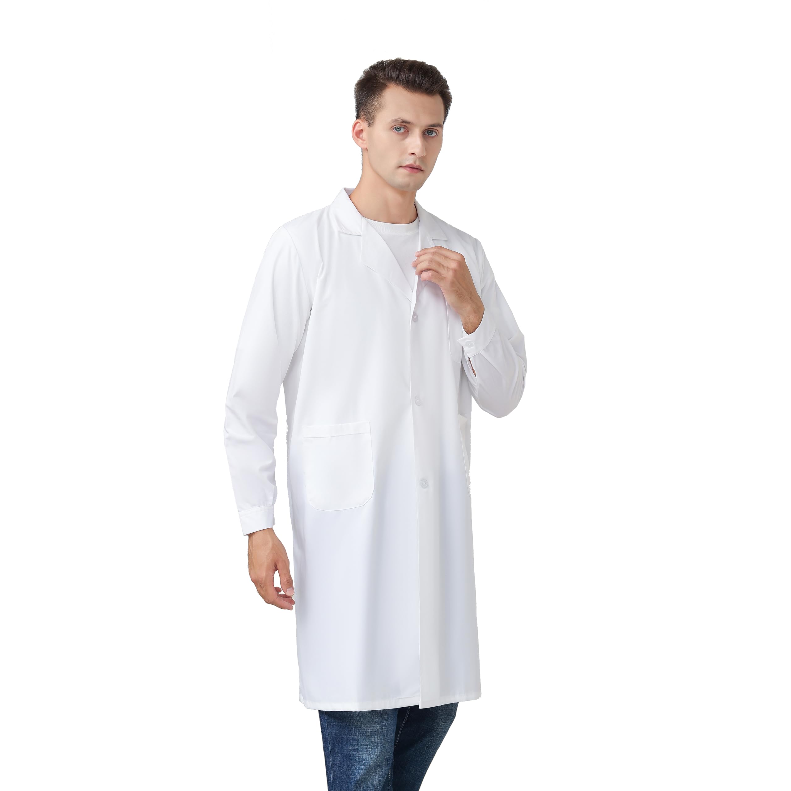 xizonyu Professional Lab Coat for Men，White long