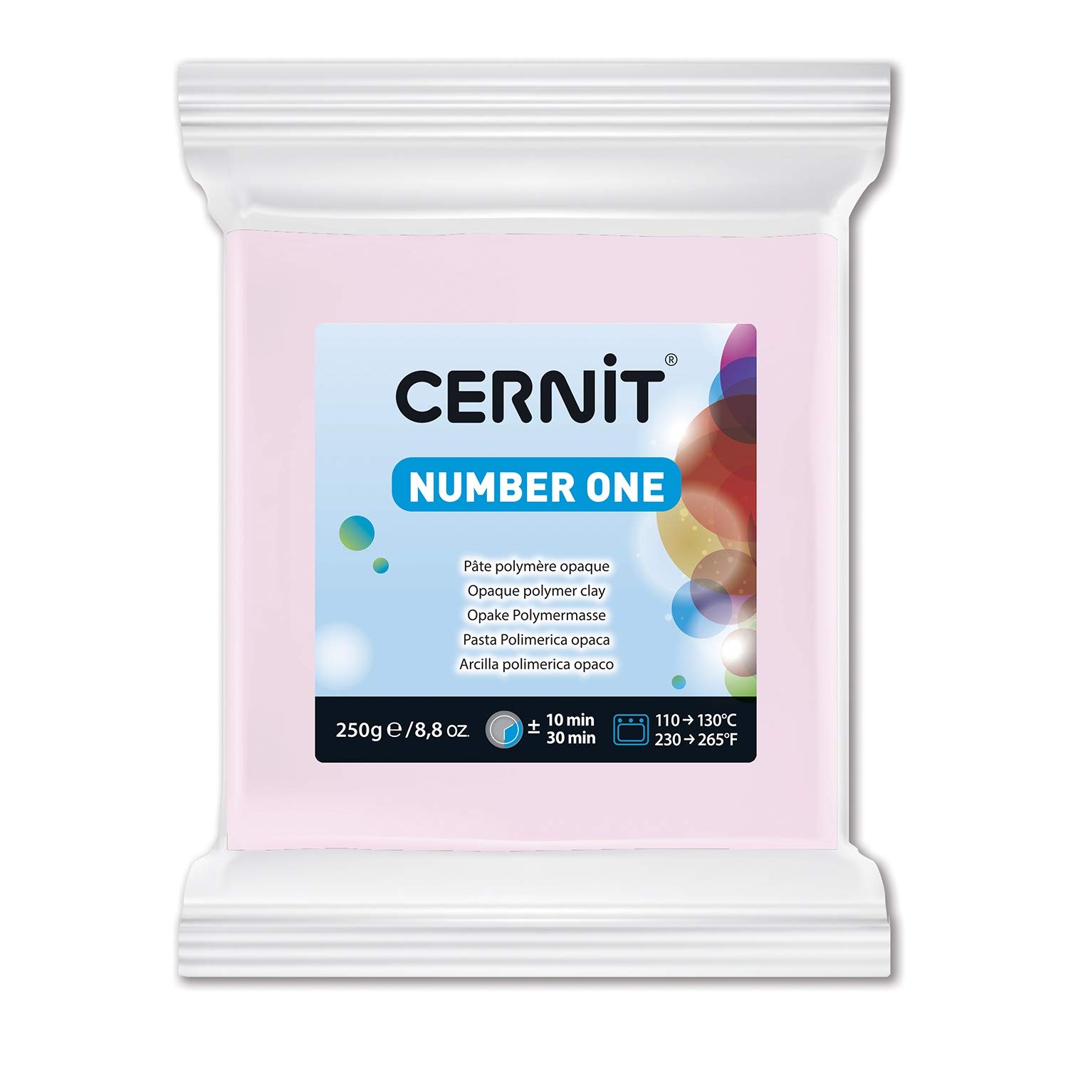 CERNIT CE0900250475C - A Pack of Polymer Clay Block - Number One Range - Modelling and Baking Clay - Pink Colour - 250 g block - Manufactured in Belgium