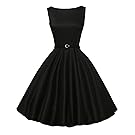 50's Vintage Dresses for Women with Belt Black Size L F-13
