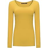 OThread & Co. Women's Long Sleeve T-Shirt Scoop Neck Basic Layer Stretchy Shirts