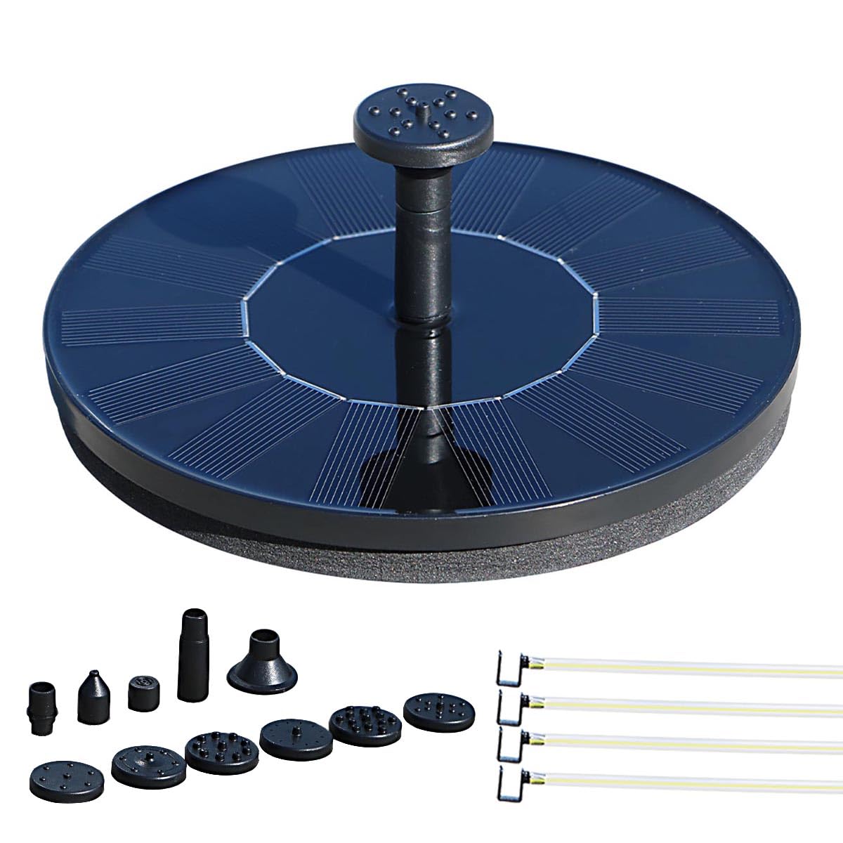 Photo 1 of Veflauresi Solar Bird Bath Fountain,Solar Fountain Pump with 10 Nozzles,Solar Powered Floating Water Pump for Outdoor,Garden,Pond and Fish Tank