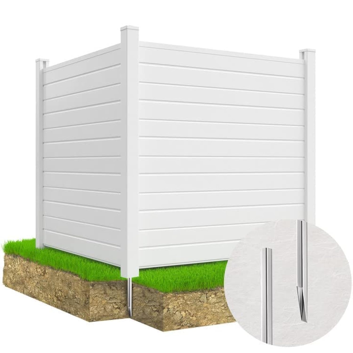 Photo 1 of **MISSING STAKES**Caprihom Air Conditioner Fence Trash Can Fence 50" W X 50" H Pool Equipment Enclosure Vinyl Privacy Panel for Outside Privacy Screens Outdoor 