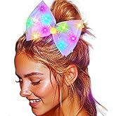 JEAIRTS Light Up Hair Bow Clip Glow LED Birthday Bow Accessories for Women(1-Pink)