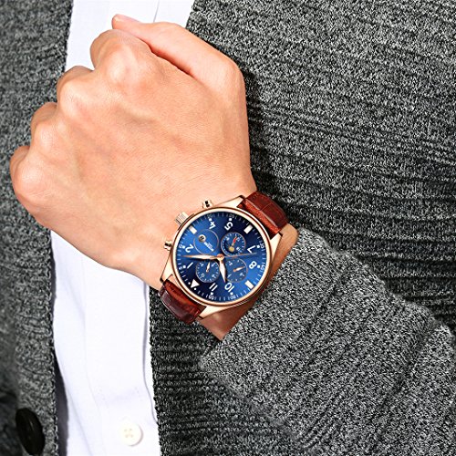 image for BOYZHE Men Automatic Mechanical Sports Watch Moon Phase Calendar Fashi