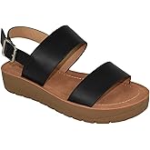 Soda REMUS-S Shoes Women Sandals Ankle Strap Buckled Flatform Wedge Flat Heel