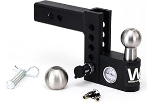 Weigh Safe Aero Hitch - Adjustable Trailer Hitch Ball Mount - 4" Drop Hitch for 2" Receiver - Premium Heavy Duty Steel Trailer Tow Hitch w/Built in Weight Scale for Anti Sway, 12,500 lbs GTW