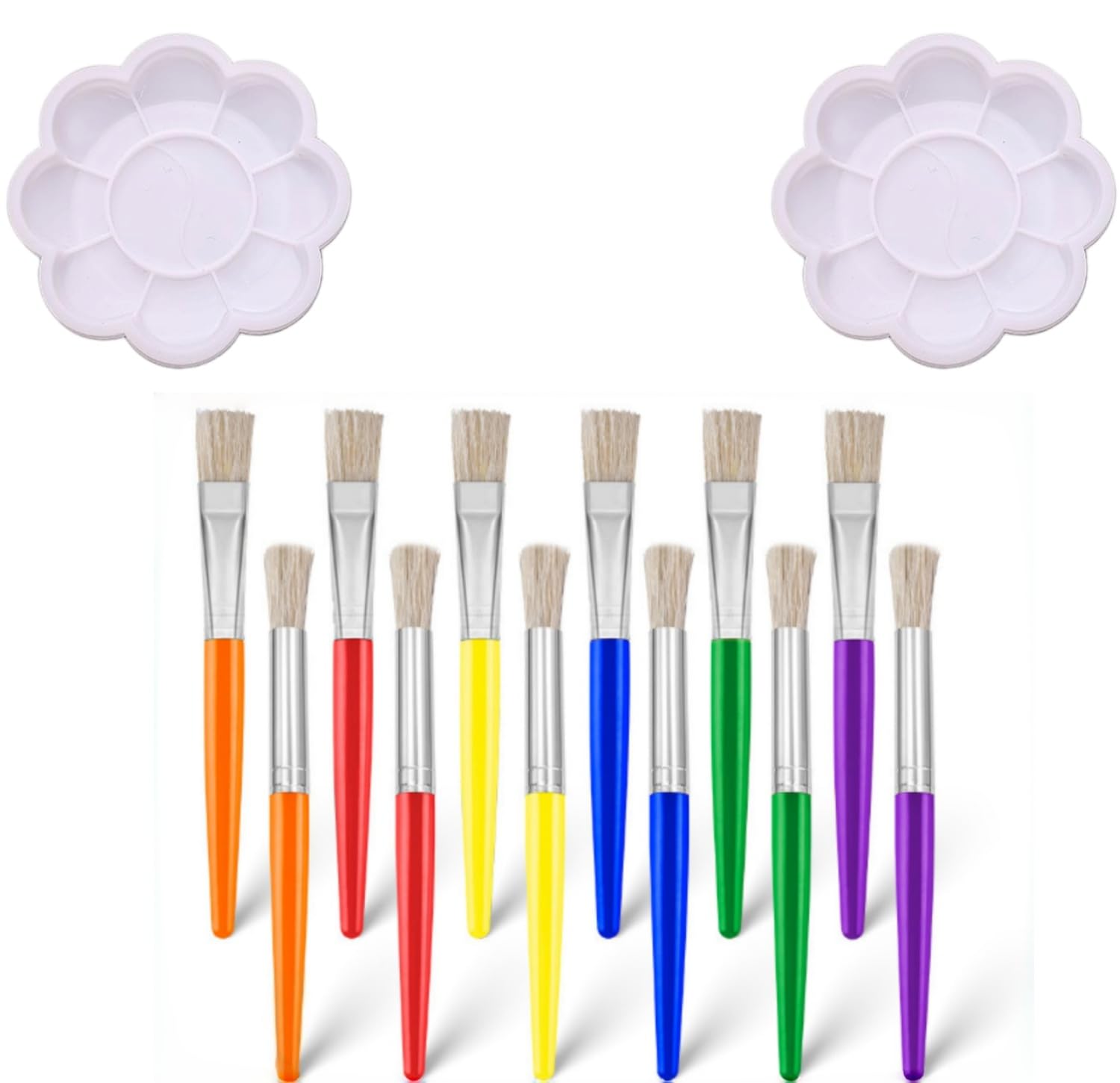12PC Kids Paint Brush Set for Toddlers & Children - Multi-Color Art Supplies for Beginners