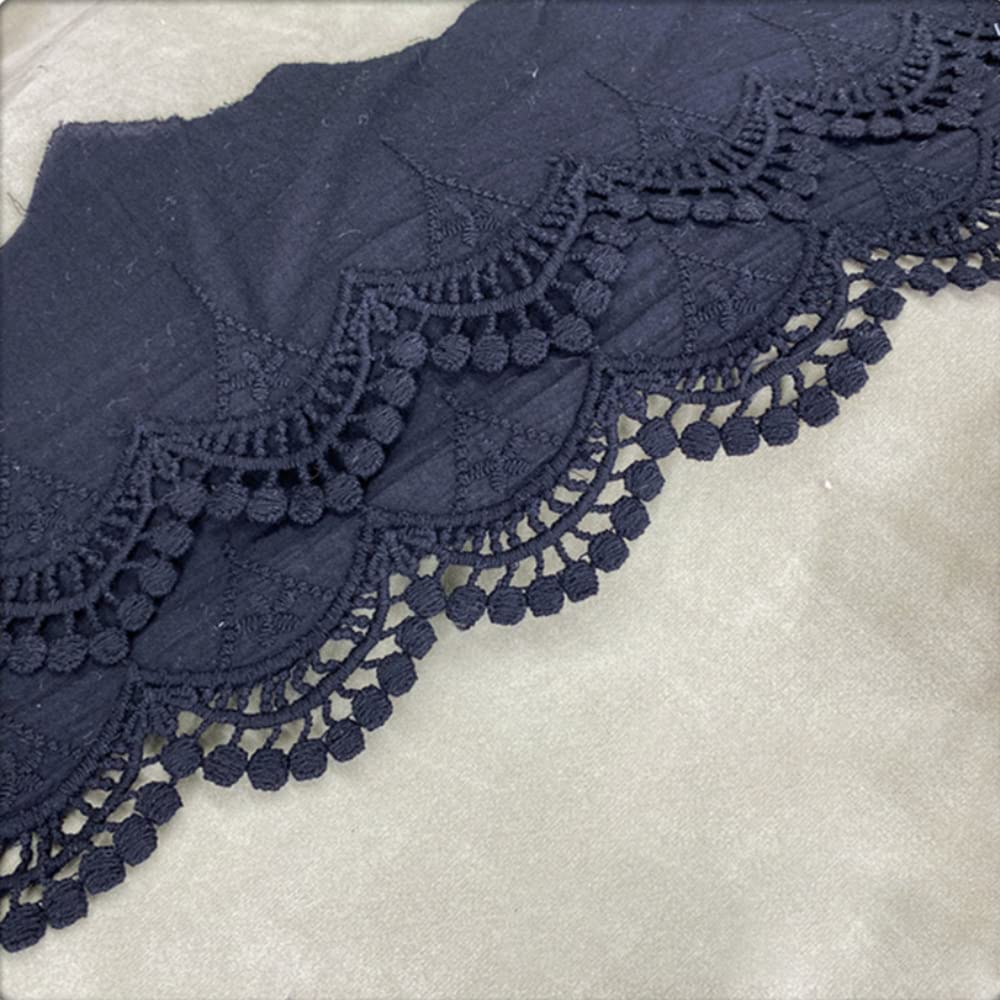 Wambere 3 Yard 14 cm Wide Vintage Lace Trim Lace Border Embroidery Decorative Ribbon Lace Flower Ribbon Border for Sewing Craft Lingerie Wedding Dress Wedding Home Decoration Black