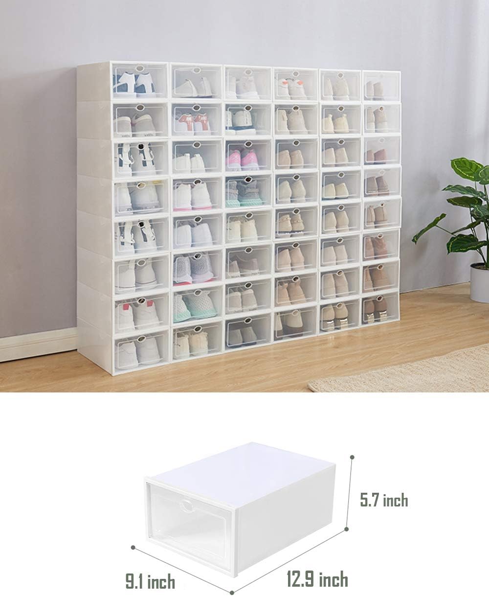 stackable shoe box drawers on Amazon Com Shoe Storage Boxes 12 Pack Clear Plastic Stackable Home Improvement