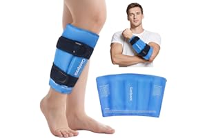 Comfpack Shin Splint Ice Pack for Injury Reusable Leg Ice Pack Wrap Around Calf, FSA Eligible, 360° Full Coverage Hot Cold Therapy Compression Sleeve for Swelling, Knee, Elbow and Arm Surgery, Support