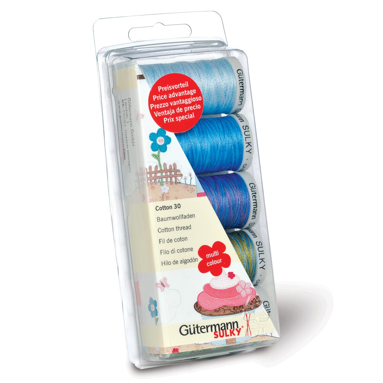 Gutermann Thread Set: Machine Emb. Cotton 30-Blue/Green