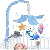 FEISIKE Baby Crib Mobile with 35 Lullabies, 3 Modes Rotation &amp; Music, Adjustable Volume, Nursery Decor for Boys and Girls (Ocean Theme)