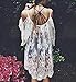 GBSELL Vintage Hippie Boho People Embroidered Floral Lace Crochet Mini Dress (S)