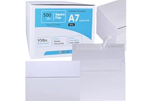 WINLYN 500 Pcs White A7 Invitation Envelopes 5 1/4 x 7 1/4 Square Flap Envelopes Self Seal 95lb for Wedding Shower Birthday Bussiness Graduation Mailing Invitation Announcement 5 x 7 Greeting Cards Photos