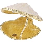 Janshe Cul White Seashell Shape Trinket Box Hinge Enamel Small Jewelry Boxes Hand-Painted Mother's Day Gift Wedding Favor for Women