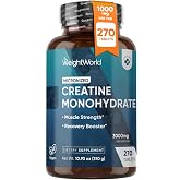 WeightWorld Micronized Creatine Monohydrate 3000mg |1000mg per Tab | 270 Ct | Lean Muscle Growth, Energy &amp; Recovery Support | Pre Workout Creatine for women &amp; Men | Vegan Tablets, 3-Month Supply, Non-GMO