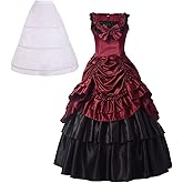 BPURB Women Victorian Ball Gown Renaissance Costume Gothic Vampire Dress with Petticoat