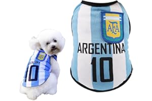 Dog Jersey Soccer Pet T-Shirt: GEMGO Football Costume Sweatshirt Vest for Small Medium Dogs & Cats - Summer Cool Clothes Apparel Puppy (Argentina, 2XL (Chest 21.7"))
