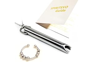 SpiritEvo Mindful Breathing Necklace with Anxiety Ring, Two Strong Chains and Velvet Bag, Anxiety Necklace for Stress Relief, Meditation Gifts, Calming Down Tool, Breathing Exercises