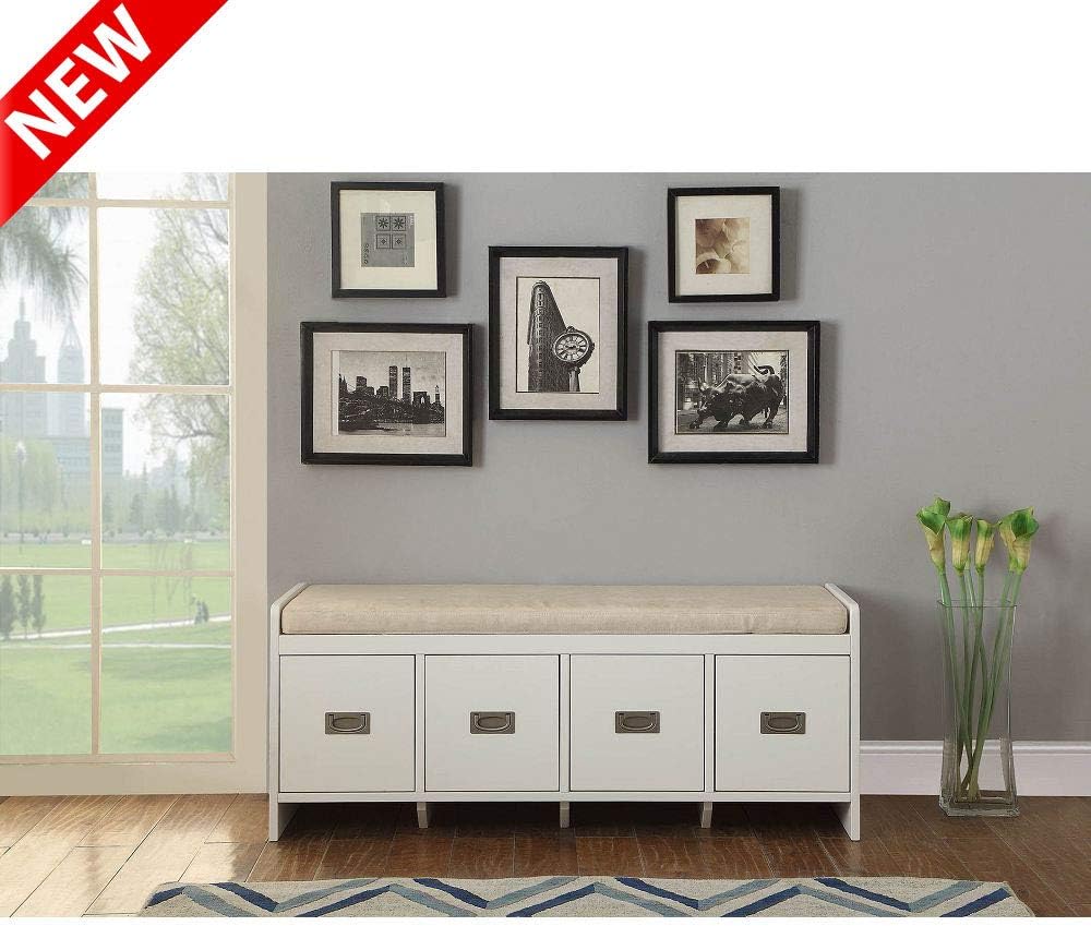 Storage Bench With Cushion For Living Room Amazon.com: DANGRUUT Modern 48" Storage Bench with Cushion and 4