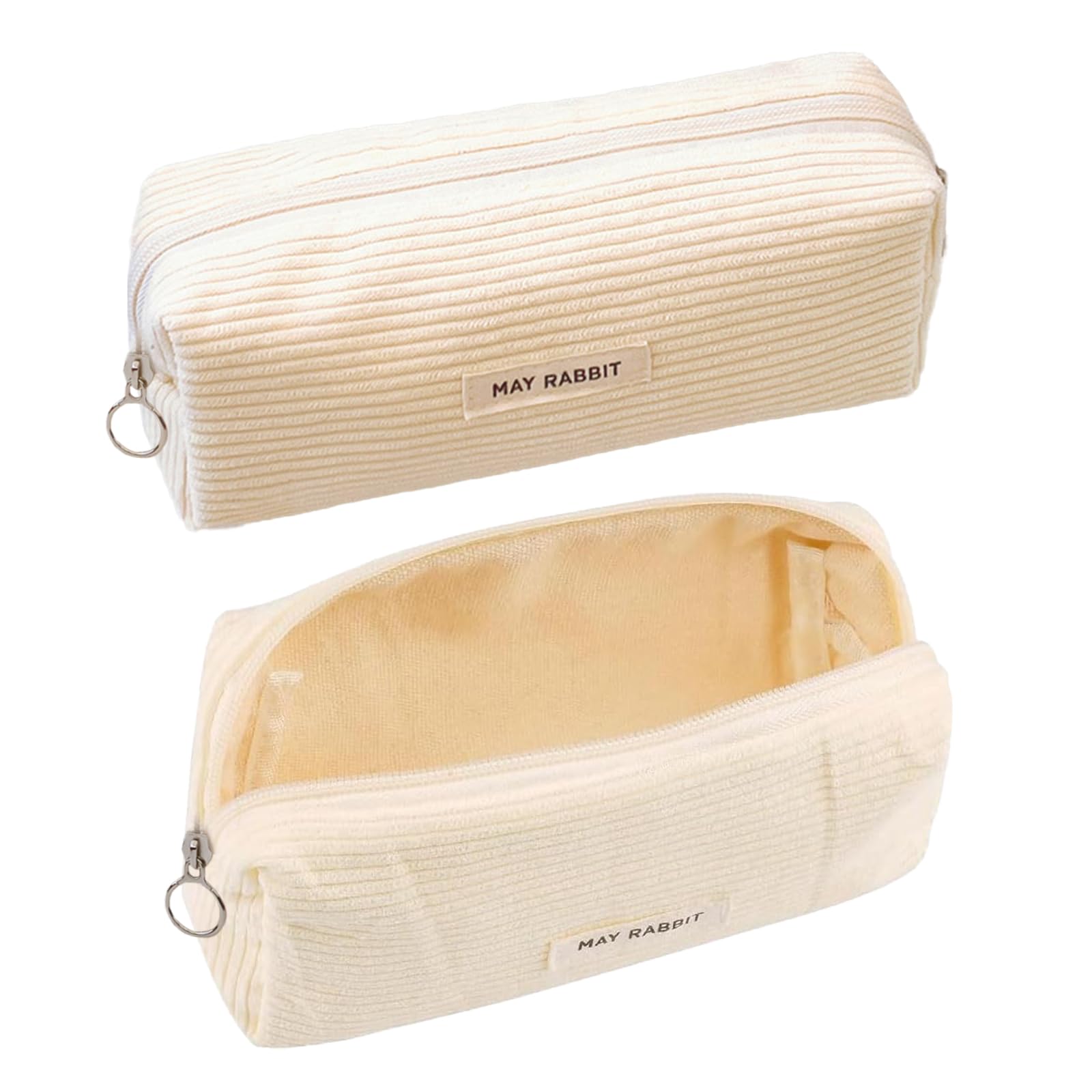 2 Pcs Corduroy Pencil Case, Cute Pencil Case, Portable Cream Colour Pencil Bag, Large Storage Capacity for Girls, Kids, Students, Makeup Bag, School Office Supplies