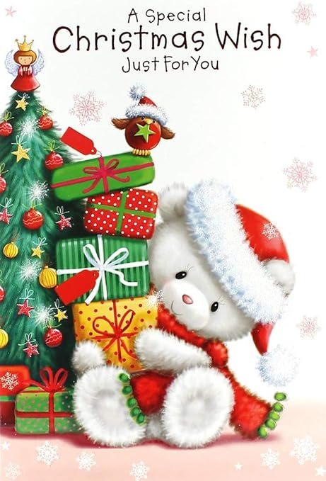 Orsetti Di Natale Immagini.Biglietto Di Natale Aperto Design Simpatico Orsetto Babbo Natale Sugli Sci Con Dei Pacchi Regalo Dimensioni 19 X 13 5 Cm Amazon It Casa E Cucina