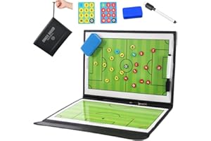 MTSBDM 21.3x12.6 Foldable Waterproof Magnetic Soccer Coaching Clipboard – 24 Magnets, Dry Erase Marker, Eraser – Tactical Foo